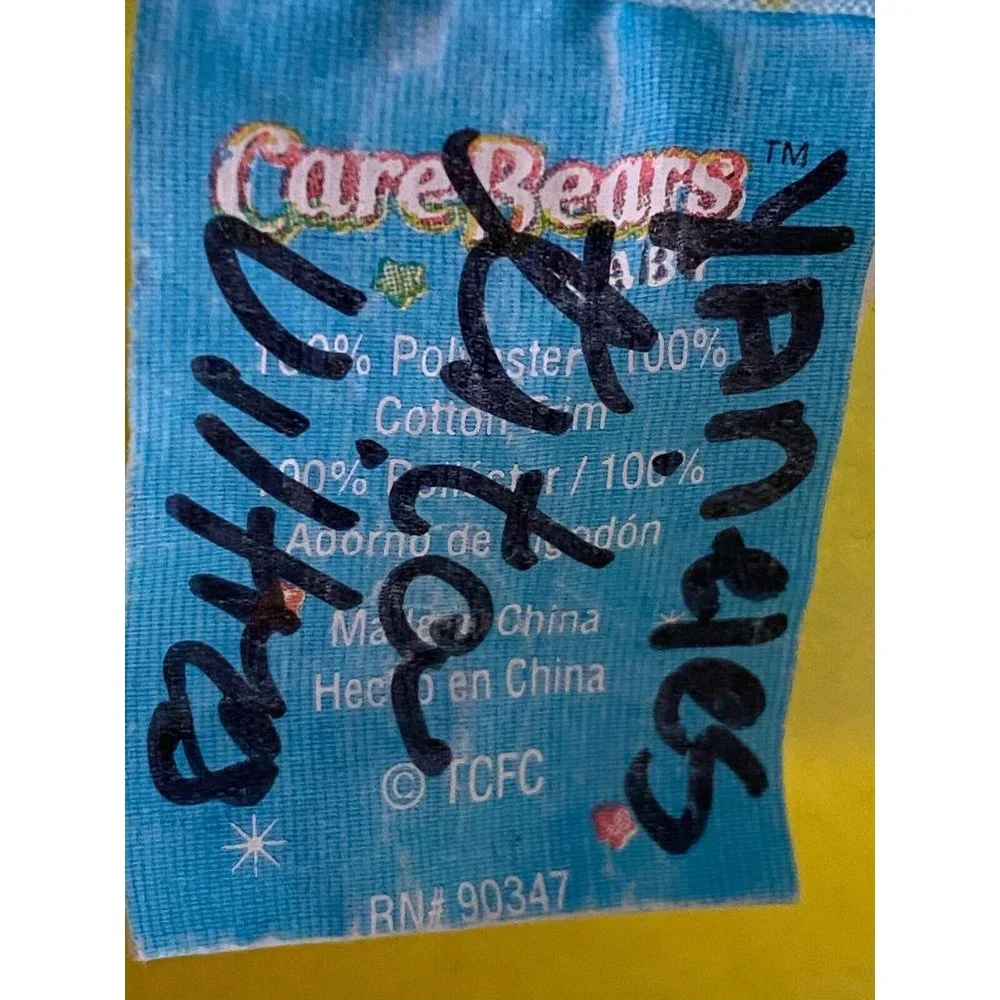 Vintage Care Bears Fleece Baby Blanket Bedtime Bear Sweet Dreams Yellow Blue EUC
